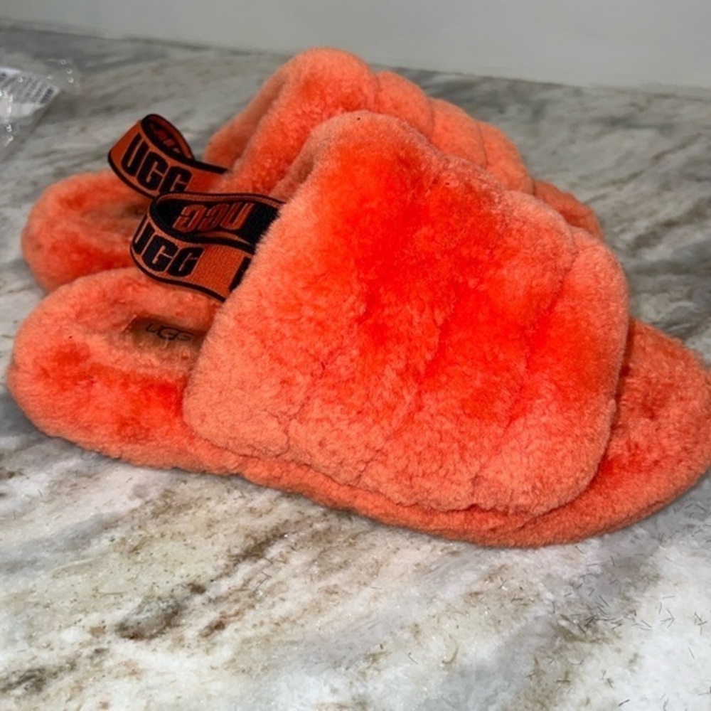 Ugg Hazard Orange Fluff Yeah Ugg Slingback Slipper size 3